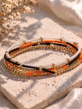 14kt Gold Plated Seed Bead Bracelet Stack